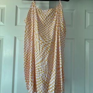 Eloquii Pink and Orange Checkered Dress